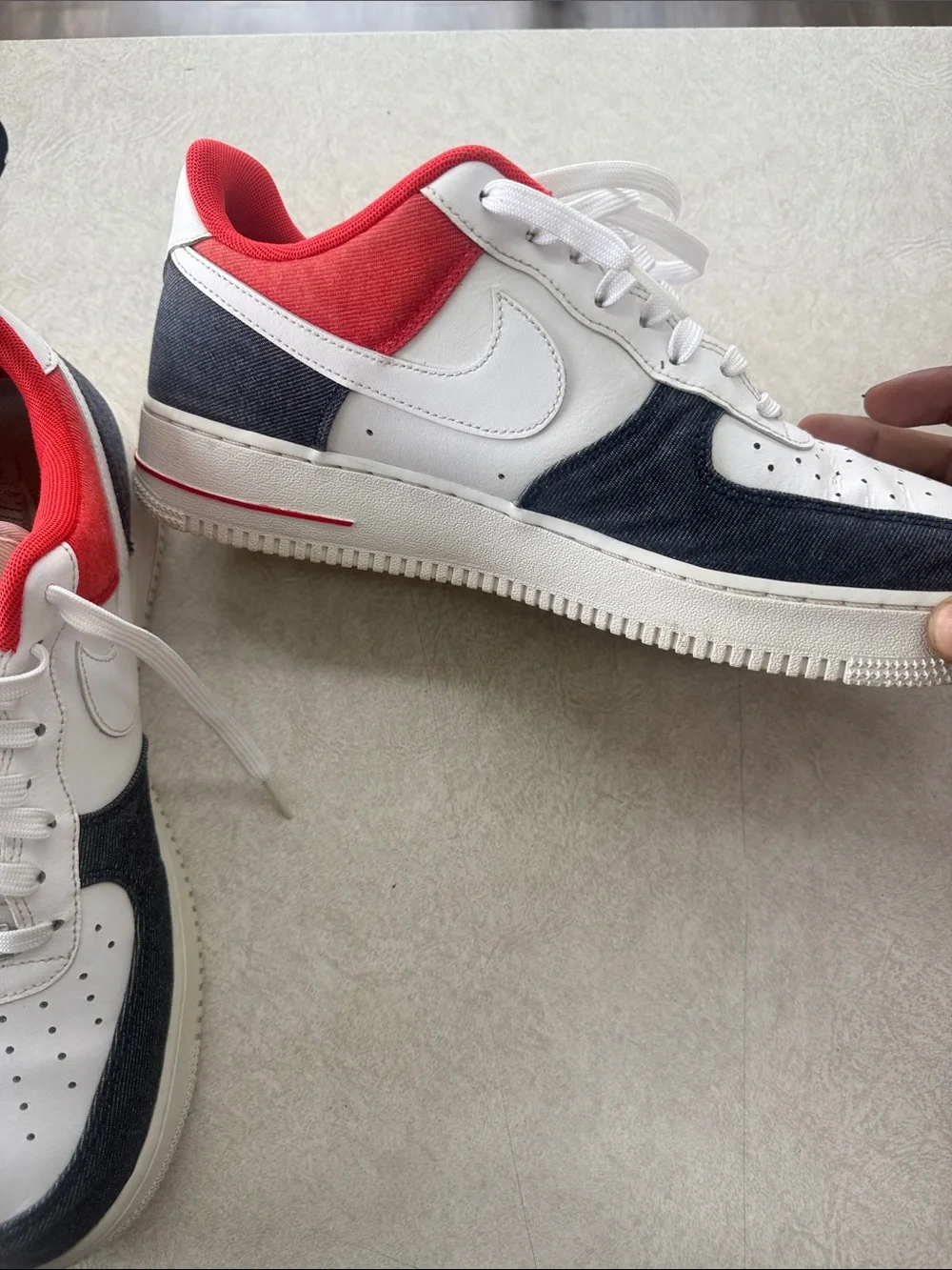 Nike Men’s Low-Top Sneakers in White, Navy & Red